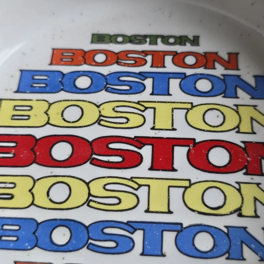 Vintage Boston‎ Ashtray Massachusetts Souvenir Rainbow 70s Speckled Bar Decor
